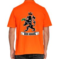 Oranje poloshirt Bier koning voor heren - Koningsdag