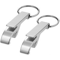 Set van 5x stuks flessen openers met sleutelhanger zilver 5.5 cm - thumbnail