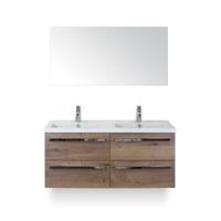 Seville Badmeubelset 120 cm - 4 laden Tabacco - Wastafel Djazz Dubbel - met Spiegel