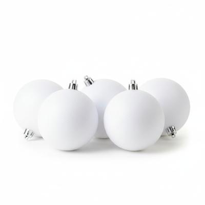 4x Kerstballen - winter wit - glitter - 10 cm - kunststof