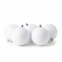 4x Kerstballen - winter wit - glitter - 10 cm - kunststof