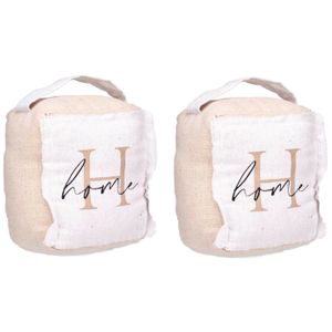 Deurstopper - 2x - 1 kilo - beige - canvas - Home - 14,5 x 16 x 19 cm