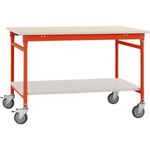 Manuflex BB5311.2001 Compleet bijzettafel basismobiel met melamine schijf + legplank, bxdxh: 1000 x 600 x 850 mm Rood-oranje (RAL 2001)