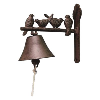 Klassieke deurbel vogels - bruin - gietijzer - 19 cm