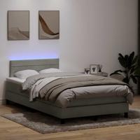 Boxspring met matras en LED fluweel lichtgrijs 120x210 cm