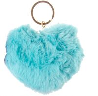 LG-Imports sleutelhanger fluffy hart blauw - thumbnail