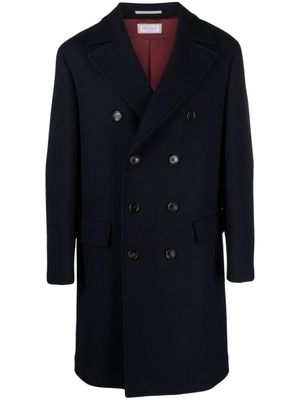 Brunello Cucinelli manteau à boutonnière croisée - Bleu