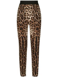 Dolce & Gabbana legging en soie à imprimé léopard - Marron