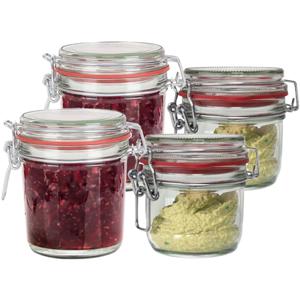 Weckpotten/inmaakpotten - set 4x stuks - 200 ml/400 ml - glas - met beugelsluiting