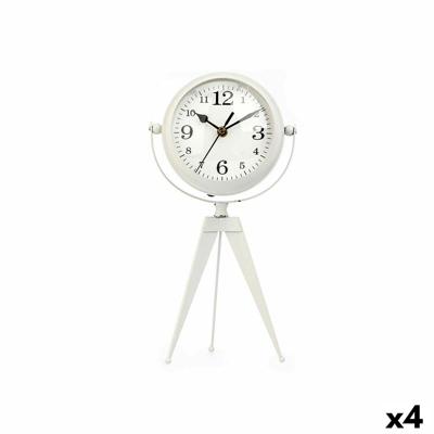 Tafelklok Statief Wit Metaal 14 x 30 x 11 cm (4 Stuks)