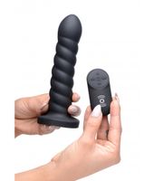 SU Supple Swirl 21x Remote Control Silicone Dildo - Black