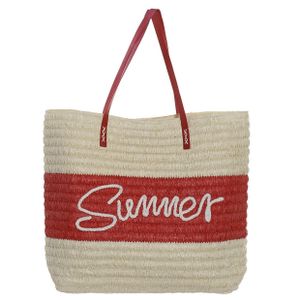 Strandtas Summer rood/beige 38 x 40 cm   -