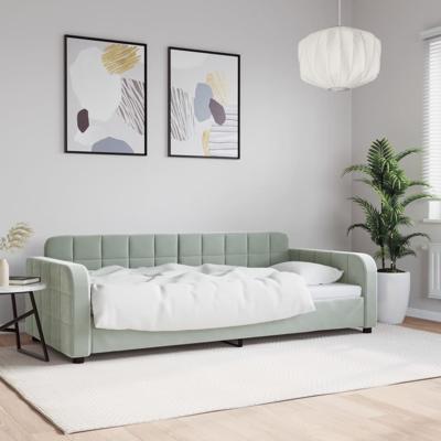 Slaapbank 90x190 cm fluweel lichtgrijs