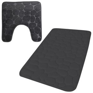 Urban Living badkamer droogloop matjes - set 2x stuks - memory foam - antraciet