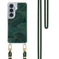 Samsung Galaxy S26 hoesje met groen koord - Monstera leaves