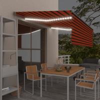 Luifel met rolgordijn, LED en windsensor 4,5x3 m oranje bruin
