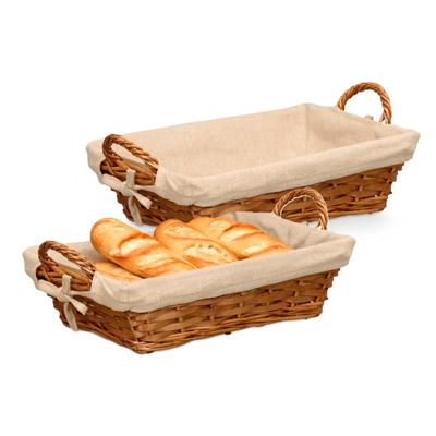 Rieten mand - 2x - gevlochten riet - bruin - 39 x 24 x 13 cm - broodmand - serveermand