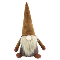 Countryfield pluche knuffel gnome/dwerg - decoratie pop -38 cm - bruin - thumbnail