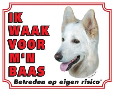 Witte Herder Waakbord - Ik waak voor mijn baas Witte Herder Waakbord - Ik waak voor mijn baas