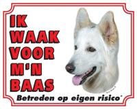 Witte Herder Waakbord - Ik waak voor mijn baas