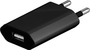USB-A adapter - USB-A oplader - CEE 7/16 - USB-A adapter - 1 poorts - slim - 1000mA - 5W - zwart