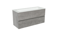 Storke Edge zwevend badkamermeubel 100 x 40 cm beton donkergrijs met Mata enkele wastafel voor 2 kraangaten in matte Solid Surface - thumbnail