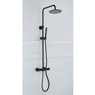 Opbouw Regendouche Set BWS Ronde Hoofddouche 20 cm Mat Zwart