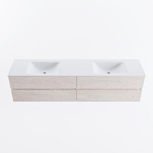 MONDIAZ VICA 200cm badmeubel onderkast Underlayment 4 lades. Wastafel CLOUD dubbel 2 kraangaten, kleur Talc.