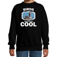 Sweater birds are serious cool zwart kinderen - vogels/ fuut vogel trui 14-15 jaar (170/176)  -