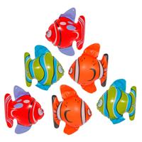 Opblaasbare tropische vissen - 6x st - 14 x 22 cm - opblaas dieren - decoratie - versiering
