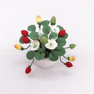 1:12 Mini huis speelgoed simulatie aardbei fruit ingegoten klei bloem (ingegoten aardbei)