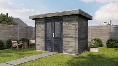 Lugarde Select Blokhut Nijmegen 300x200cm - Keteldruk Grijs- Plat dak- - Lugarde Select