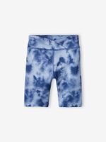 Technische meisjesshorts met met tie & dye print blauw - thumbnail