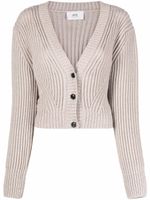 AMI Paris cardigan crop en maille nervurée - Tons neutres