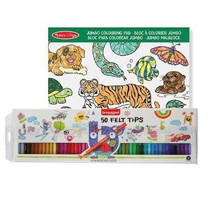 Dieren kleurboek met 50x Topwrite viltstiften set