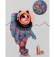 Muurschilderij (LED Neon) - 'Space Cat' Small Muurschilderij (LED Neon) - 'Space Cat' Small