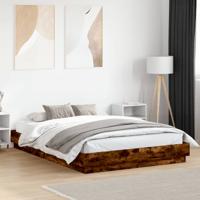 Bedframe met LED-verlichting gerookt eikenkleurig 150x200 cm