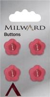 Milward Bloem Knoop Donkerroze 15mm (4 stuks)