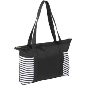 Strandtas met streepmotief - zwart/wit - 44 x 31 cm - Strandartikelen beach bags