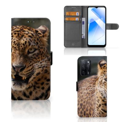 OPPO A16/A16s/A54s | Telefoonhoesje | Met pasjeshouder | Luipaard
