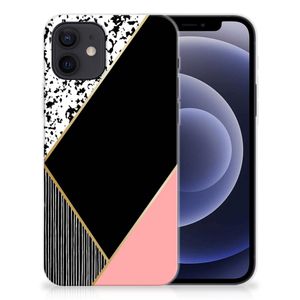 iPhone 12 | 12 Pro (6.1") TPU Hoesje Zwart Roze Vormen