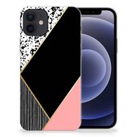 iPhone 12 | 12 Pro (6.1") TPU Hoesje Zwart Roze Vormen - thumbnail