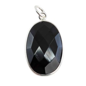 Edelsteen Hanger Ovaal Kracht - Zwarte Onyx - 925 Zilver (20 mm)