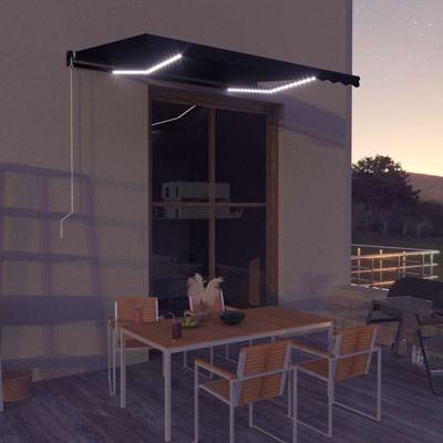 Luifel handmatig uittrekbaar met LED 350x250 cm antraciet
