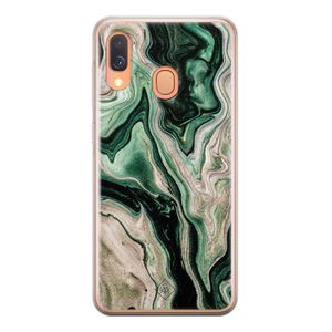 Samsung Galaxy A40 siliconen hoesje - Green waves