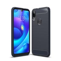Geborsteld textuur koolstofvezel TPU Case voor Xiaomi mi Play (marineblauw)