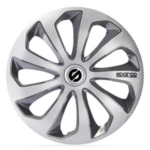 4-Delige Sparco Wieldoppenset Sicilia 15-inch zilver/grijs/carbon SP1575SVGRC