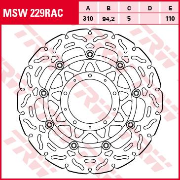 TRW Remschijf, remschijven voor de moto, MSW229RAC