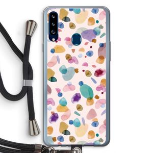 Terrazzo Memphis Pink: Samsung Galaxy A20s Transparant Hoesje met koord