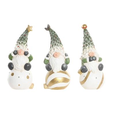 Kerstversiering Home ESPRIT Wit Groen Gouden Kabouter 23 X 21,5 X 55 CM (3 Stuks)